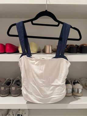 Free People Two-Tone Square Neck Tank Top - Navy Straps, White Body